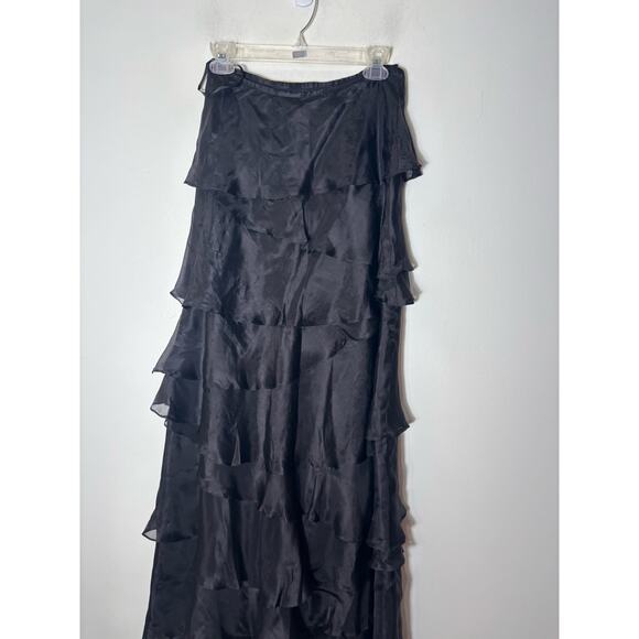 Veronique Young for W Black Tiered Ruffle Skirt Sz 6 - Picture 2 of 2